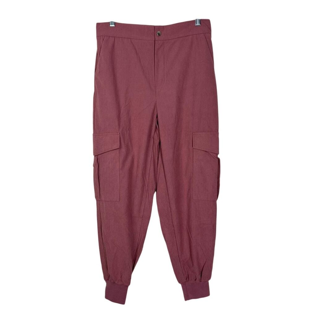 NWT Area Stars Mauve Pink Waffle Textured Knit Cargo Jogger‎ Pants Size L